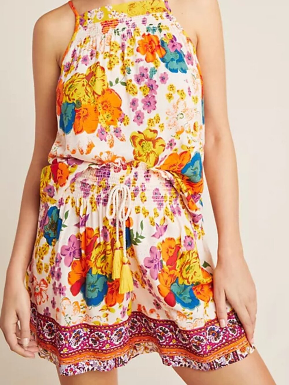 ANTHROPOLOGIE Daria sleep shorts stretchy smocked waist